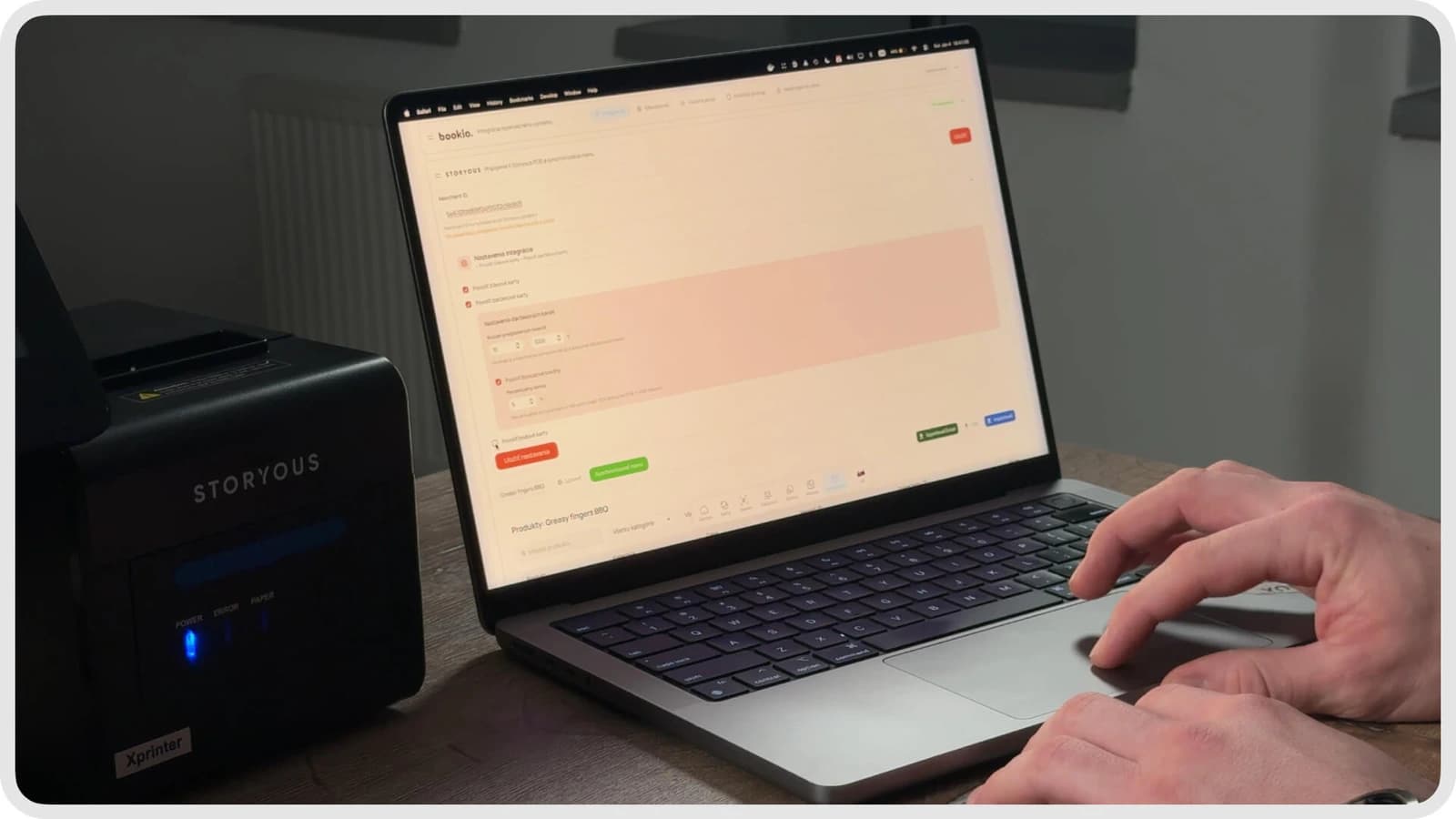 VEXiON cards admin dashboard: configuring the Storyous integration, choosing card types, and syncing the product menu