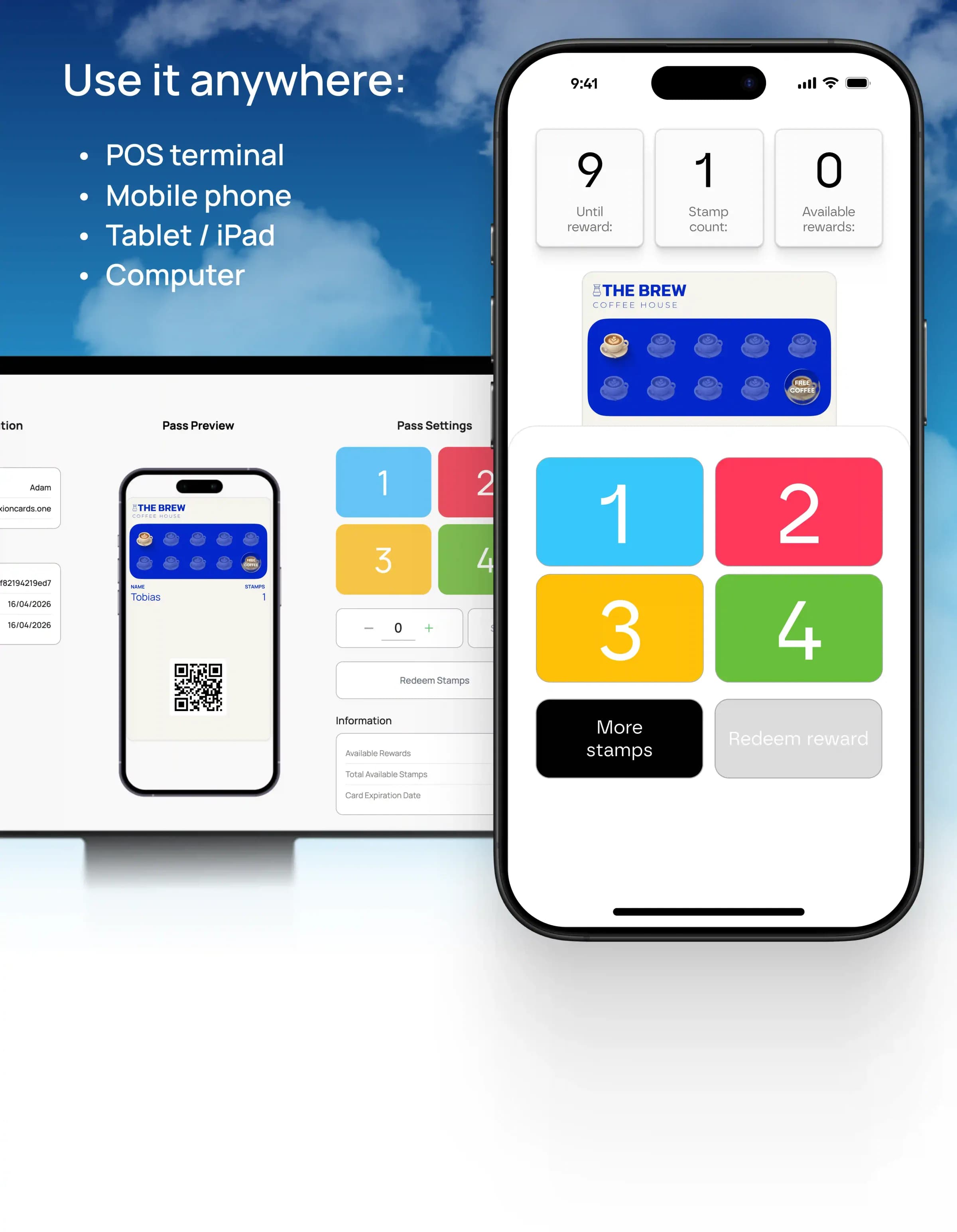 POS register with VEXiON cards scanner rewarding a loyalty card during checkout.
